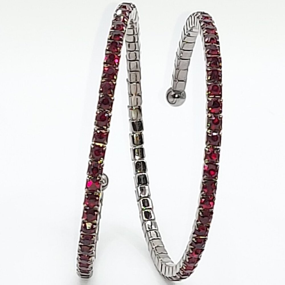 Ruby Red Rhinestone Bangle - Picture 3 of 12